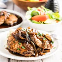 pork on a white plate