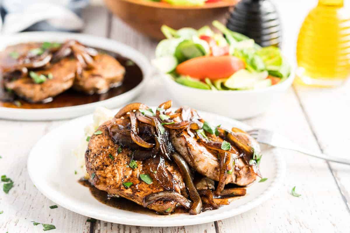 pork on a white plate