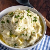 mashed potatoes in a white bowl