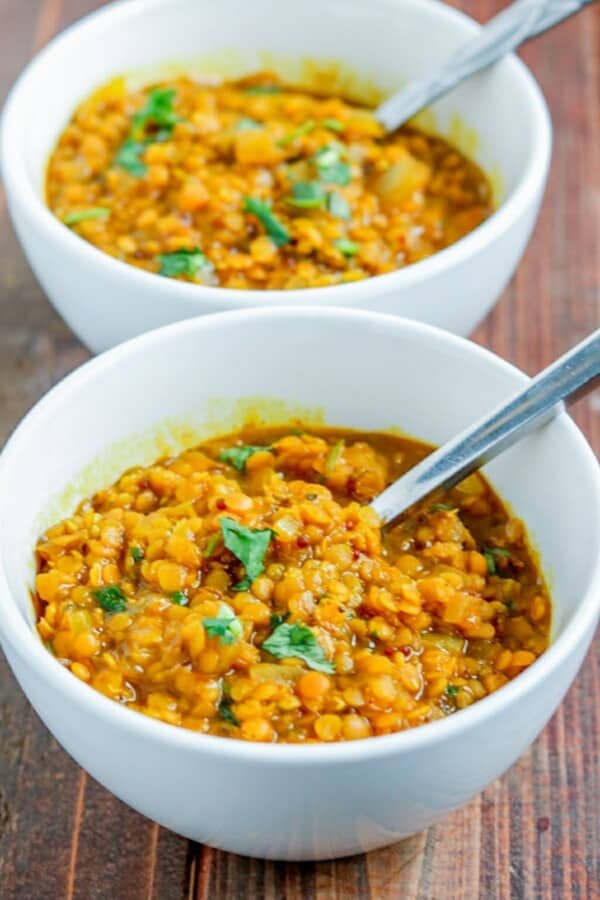 lentil dhal on a spoon